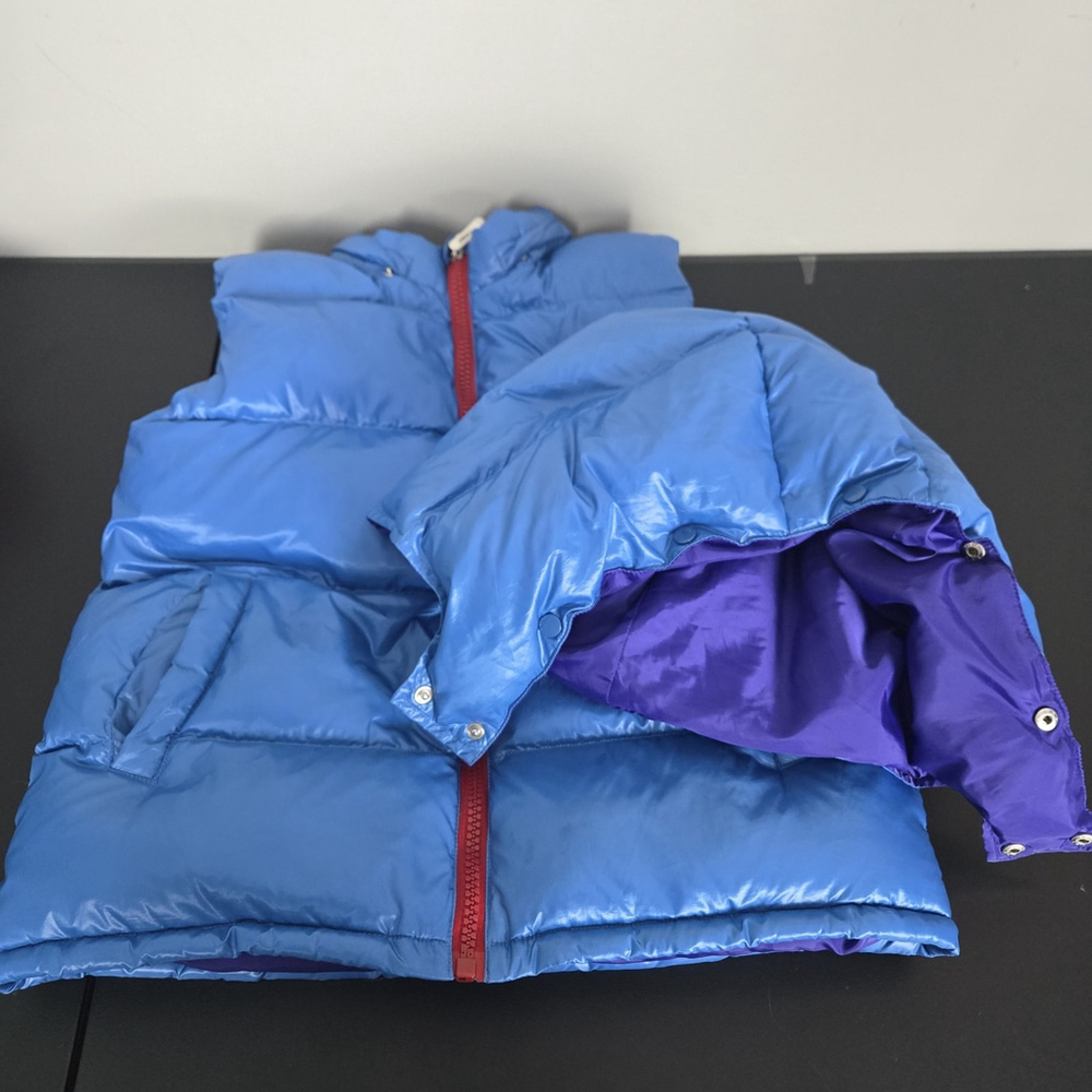 R:ROBOT Crew Boys Duck Down Puffer Vest Hooded Size 12 Blue Outdoor Layers Warm - Picture 4 of 9